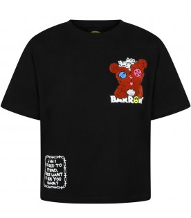 Black t-shirt for girl with bear