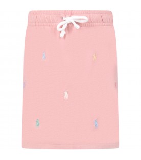 Pink skirt for girl with pony logo