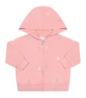 Pink tracksuit for baby kids with pony logo