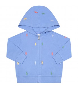 Light blue tracksuit for baby kids with pony logo