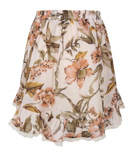 Ivory skirt for girl with flowers
