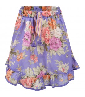 Purple skirt for girl with flowers