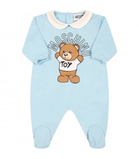 Light blue babygrow for baby boy with teddy bear