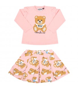 Pink set for baby girl with teddy bears