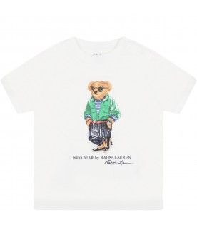 White t-shirt for baby boy with bear