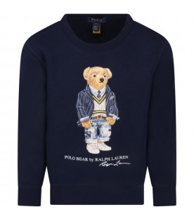 Blue sweatshirt for boy with bear