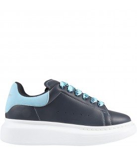 Blue sneakers for kids with logo