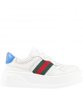 White sneakers for kids with Web detail