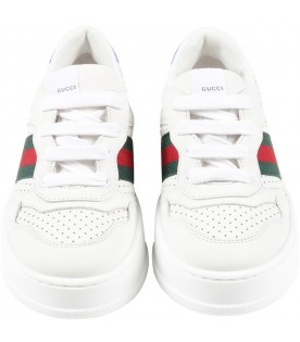 White sneakers for kids with Web detail