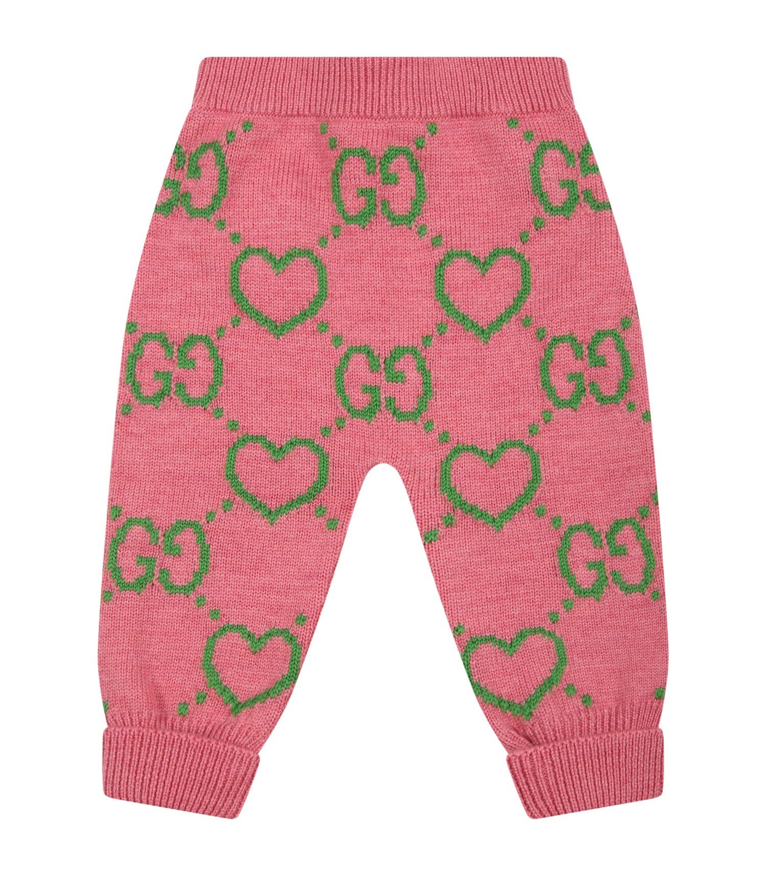 Gucci Kids Pink trouser for baby girl with hearts - CoccoleBimbi