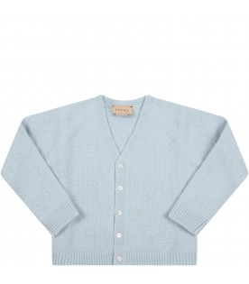 Light blue cardigan for baby kids with double GG
