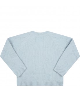 Light blue cardigan for baby kids with double GG