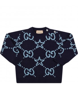 Blue sweater for baby boy with stars