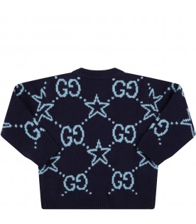 Blue sweater for baby boy with stars