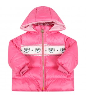 Fuchsia jacket for baby girl with iconic flirting eyes