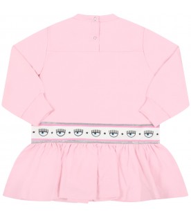 Pink dress for baby girl with iconic eyes