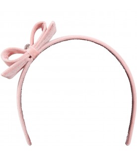 Pink headband for girl with bow