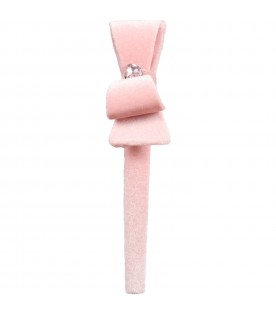 Pink headband for girl with bow