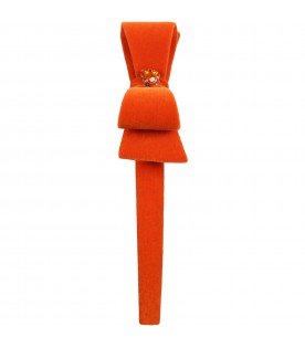 Orange headband for girl with bow