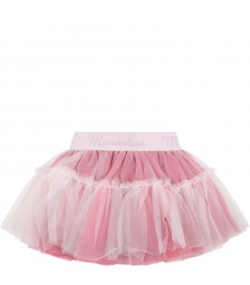Pink skirt for baby girl with logo