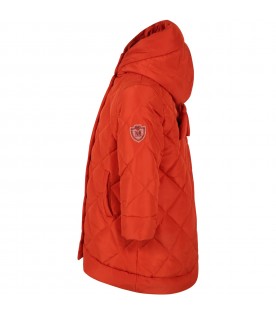 Orange jacket for girl with patch logo