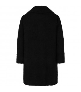Black coat for girl with logo