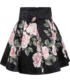 Black skirt for gilr with flowers