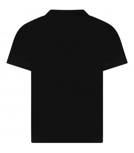 T-shirt nera per bambino con coccodrillo