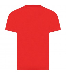 T-shirt rossa per bambino con coccodrillo