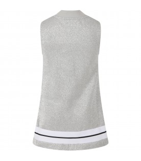 Silver dress for girl with logo