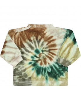 Multicolor sweatshirt for babykids with tie-dye print