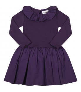 Purple dress for baby girl with patch logo