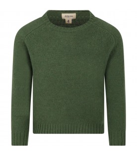 Green "Memling" sweater for boy with patch logo