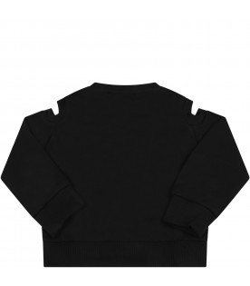 Black sweatshirt for baby girl with logo