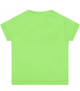 T-shirt verde per neonata con logo
