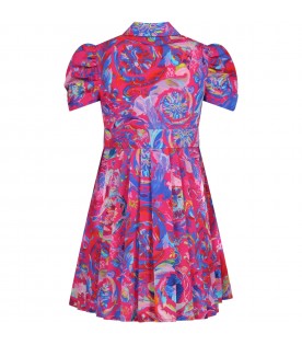 Fuchsia dress for girl with flowers
