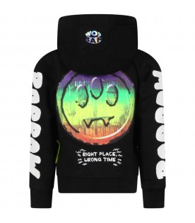 Black sweatshirt for kids with multicolor smile