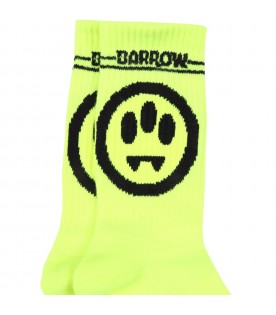 Neon yellow socks for kids with logo
