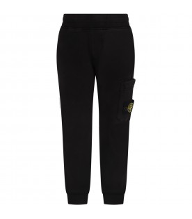 Black sweatpant for boy with iconic compass