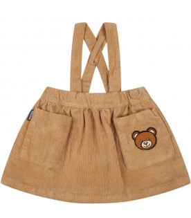 Biege skirt for baby girl with teddy bear