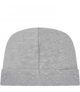 Grey hat for baby kids with teddy bear