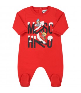 Red babygrow for baby kids with logo