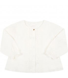 Ivory blouse for girl with logo