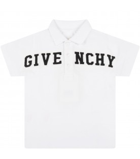 White polo-shirt for baby boy with logo