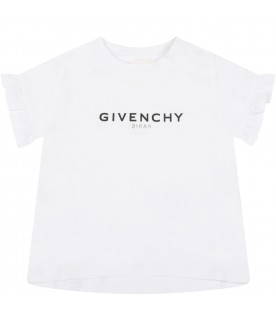 White t-shirt for baby girl with logo