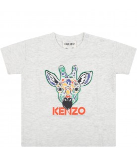 Grey t-shirt for baby kids with giraffe