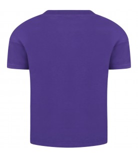 Purple t-shirt for girl with tiger