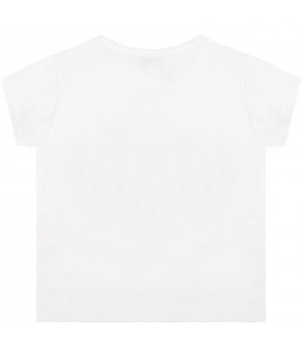 White t-shirt for baby girl with tiger
