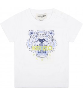 White t-shirt for baby boy with tiger