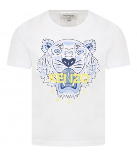 White t-shirt for boy with tiger